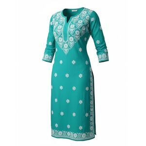 No Label Chikankari Embroidered Tunic Top